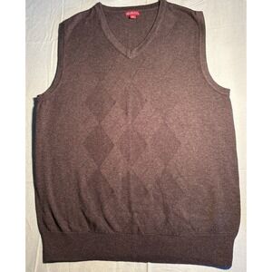 Merona Mens Gray Cotton Argyle V-Neck Sweater Vest Size M
